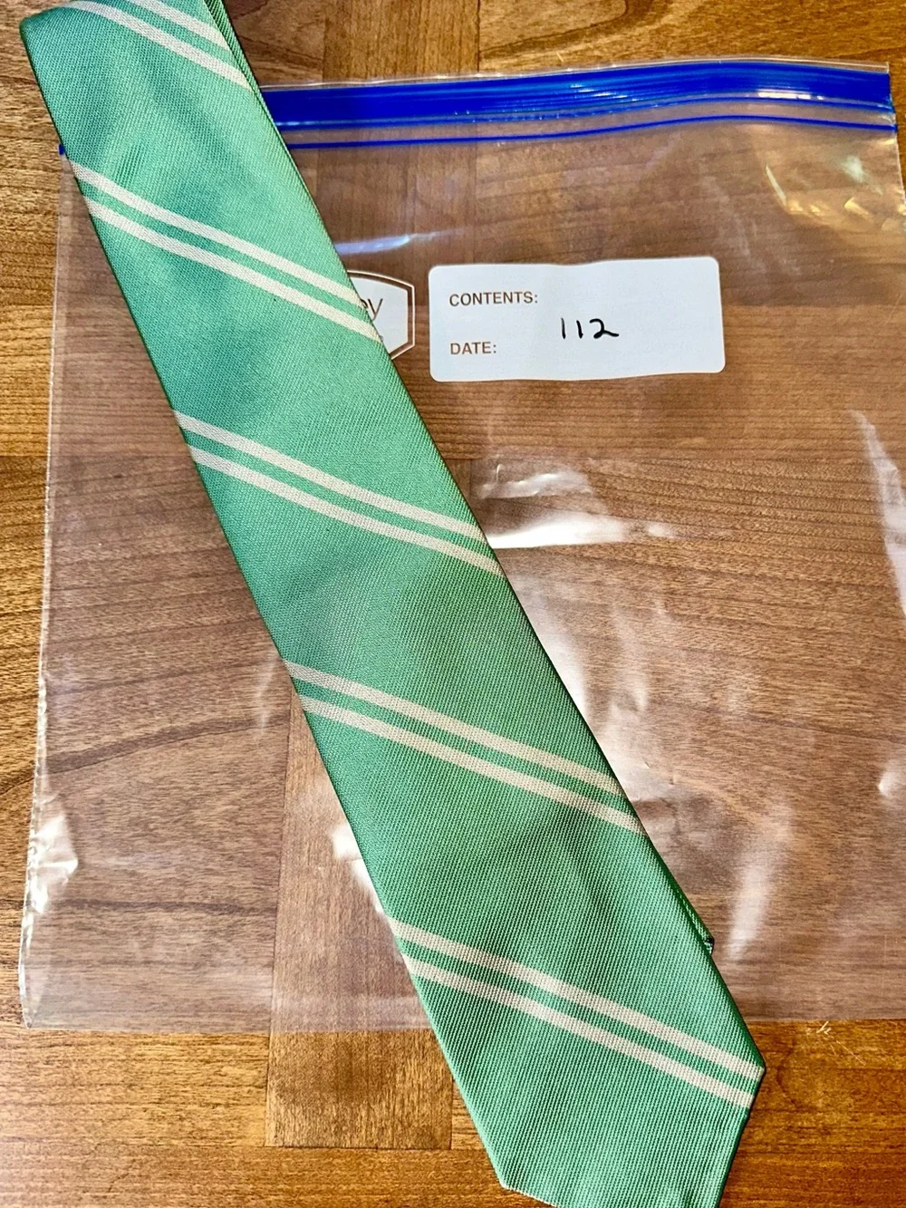 Polo by Ralph Lauren Seafoam Green Tie with Cream Diagonal Stripes